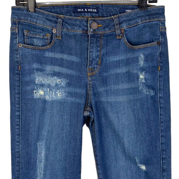 Mia & Moss Jeans Womens‎ Size 6 / 28 Sabine Skinny Denim Distressed Whiskering - Picture 3 of 13
